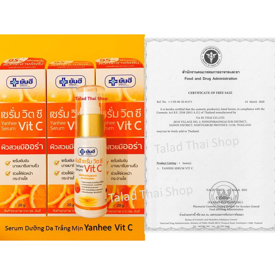 Serum VitC Thái Lan serum Vitamin C dưỡng trắng da dưỡng ẩm da mặt phục hồi da mụn