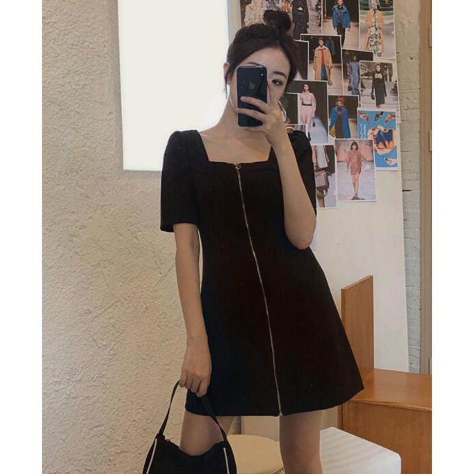 ✿ Plus Size/42-100 KG✿ 2020 Korean Women's Dress Square Collar Medium Length Skirt