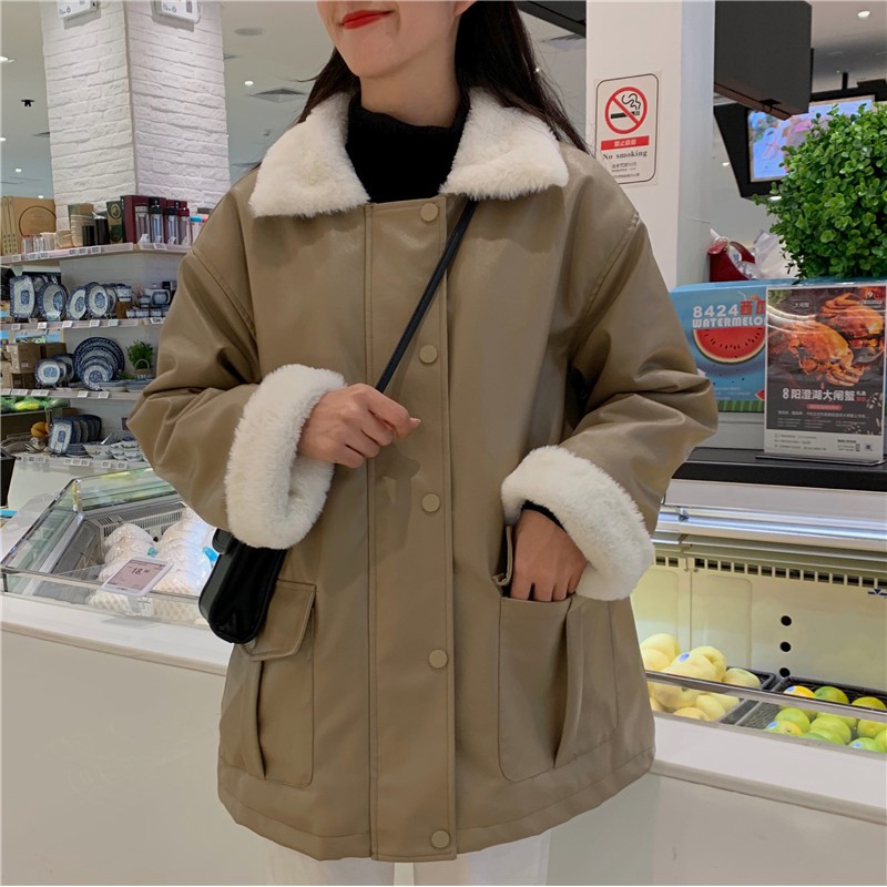 Áo da nữ lót lông cực ấm