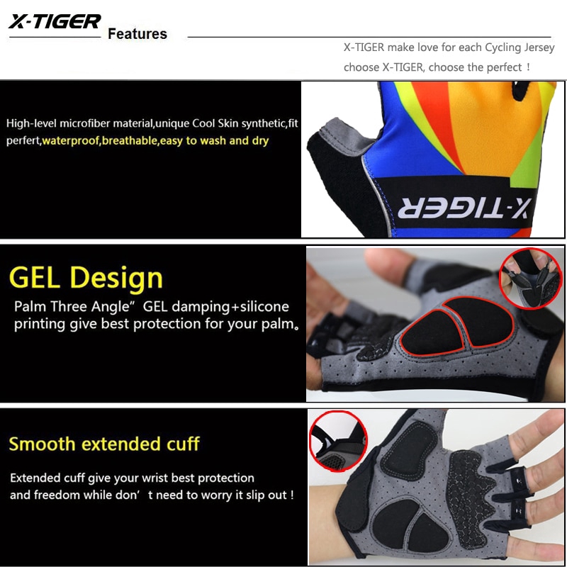 Găng tay gel 3D X-TIGER nửa ngón tiện dụng khi đi xe đạp leo núi