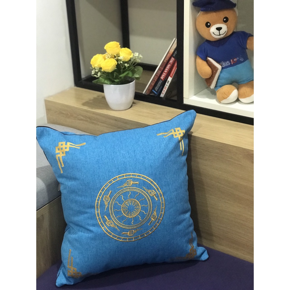 Gối tựa lưng vuông 45x45 kèm vỏ ruột bông Microfiber thêu hoa văn hiện đại nhiều màu gối tựa sofa