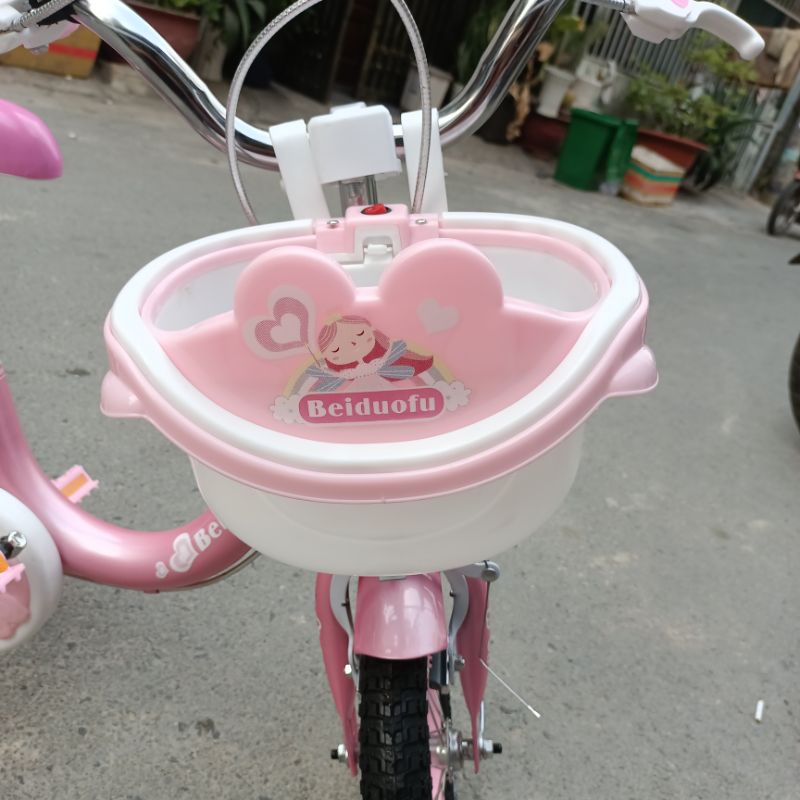 ( LẮP RÁP HOÀN CHỈNH ) xe đạp màu hồng 16inch cho bé gái từ 4 đến 6 tuổi