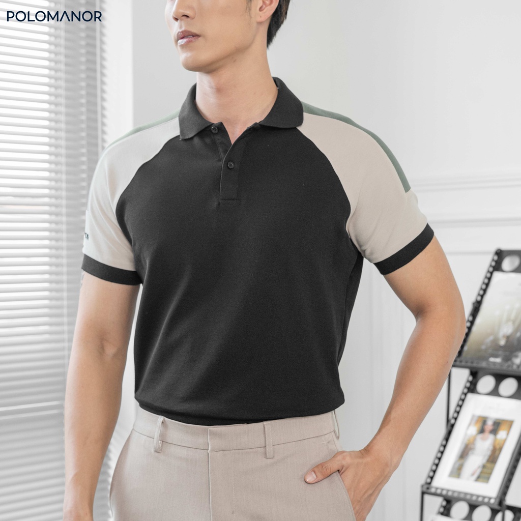 Áo Polo nam phối GONZA vải cá sấu cotton CMC, nam tính, thanh lịch, sang trọng - POLOMANOR