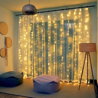 Đèn Rèm Led Nháy Trang Trí Decor 3x2m 10 Dây Đa Sắc 8 Chế Độ Nháy Nhiều Màu Hàng Đẹp Chống Nước