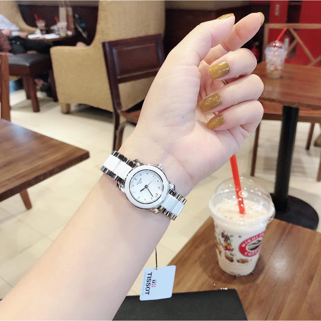 Đồng hồ nữ chính hãng Tissot T-Trend T064.210.22.011.00  - Máy Quartz Pin Thụy Sĩ - Dây đá Ceramic