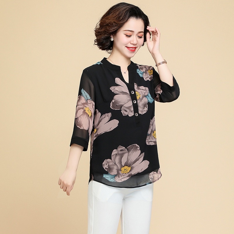 Áo hoa quý cô trung niên cao cấp  LT29-1221