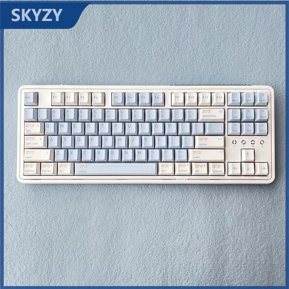 Màu xanh nhạt Keycaps Cherry Cấu hình màu xanh trắng Bàn phím cơ PBT DYE-SUB Bàn phím cơ Keycap 130 phím