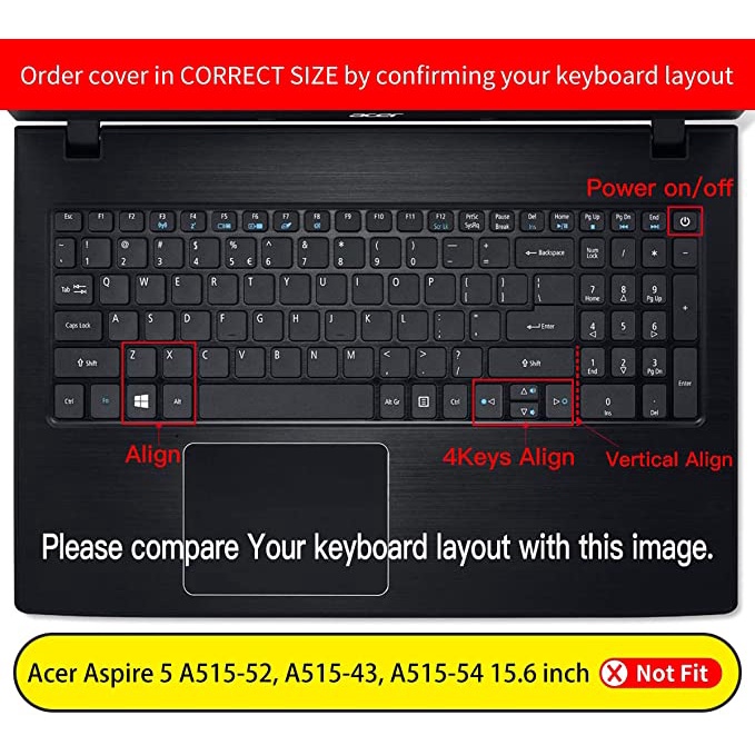 Miếng dán bàn phím bảo vệ cho 2019 2017 Acer Aspire E15 E5-575 E5-576G E5-573G ES15 ES1-573G |Aspire E 17 E5-772G |Aspire V15