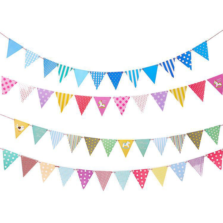 Đồ Chơi cờ dây tam giác trang trí nhiều màu sắc phù hợp tiệc sinh nhật, trang trí lều trại phòng ngủ cho bé