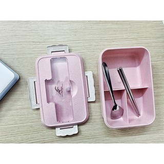 [FREESHIP❤️] HỘP CƠM VĂN PHÒNG 3 NGĂN LÚA MẠCH KÈM THÌA ĐŨA