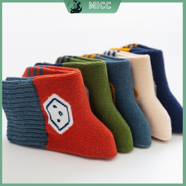 Set 5 đôi tất cotton dễ thương cho bé trai từ 1-12 tuổi