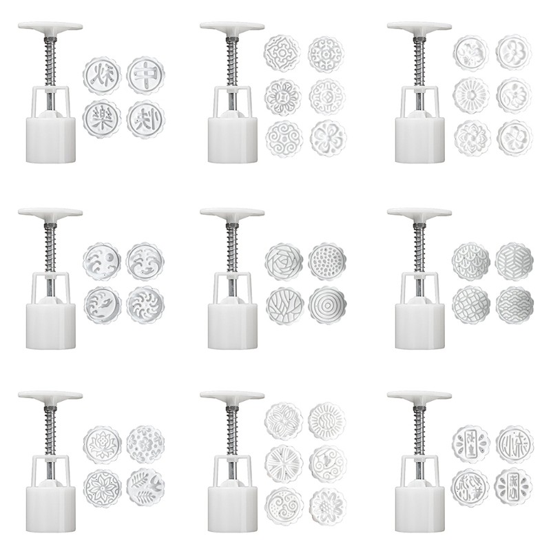 TAK Bộ Dụng Cụ Nhấn Và 1/4 Đầu Con Dấu Dập Nổi Họa Tiết Trang Trí Bánh Trung Thu 50g