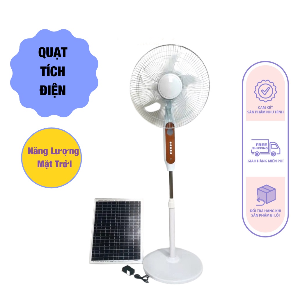 Quạt tích điện năng lượng mặt trời có bộ sạc bằng điện 220V mẫu mới quạt cây đứng bảo hành dài hạn