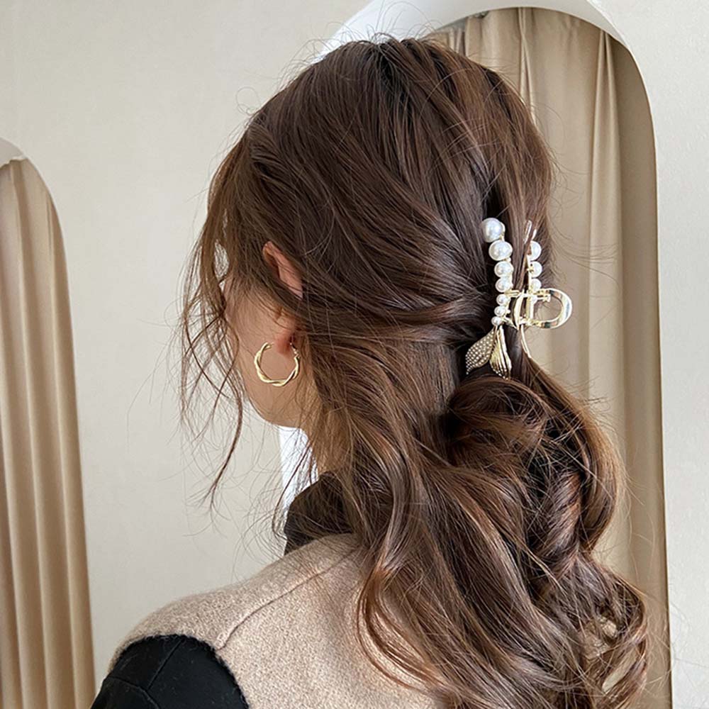 Kẹp Càng Cua Hình Đuôi Cá Đính Ngọc Trai Giả Thời Trang Cho Bạn Gái