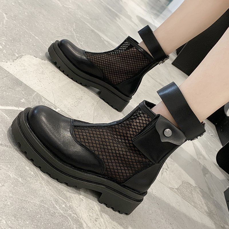 High Tube Breathable Mesh Sandal Boots2021New European Korean Style All-Match Platform Hollow-out Dr. Martens Boots Summer Sandals