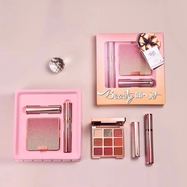 Set 3 món Bảng phấn mắt-Son lì-Mascara BEAUTY XIXI nội địa Trung | BigBuy360 - bigbuy360.vn