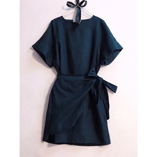 Đầm đắp chéo tay lật cột dây bo thun eo