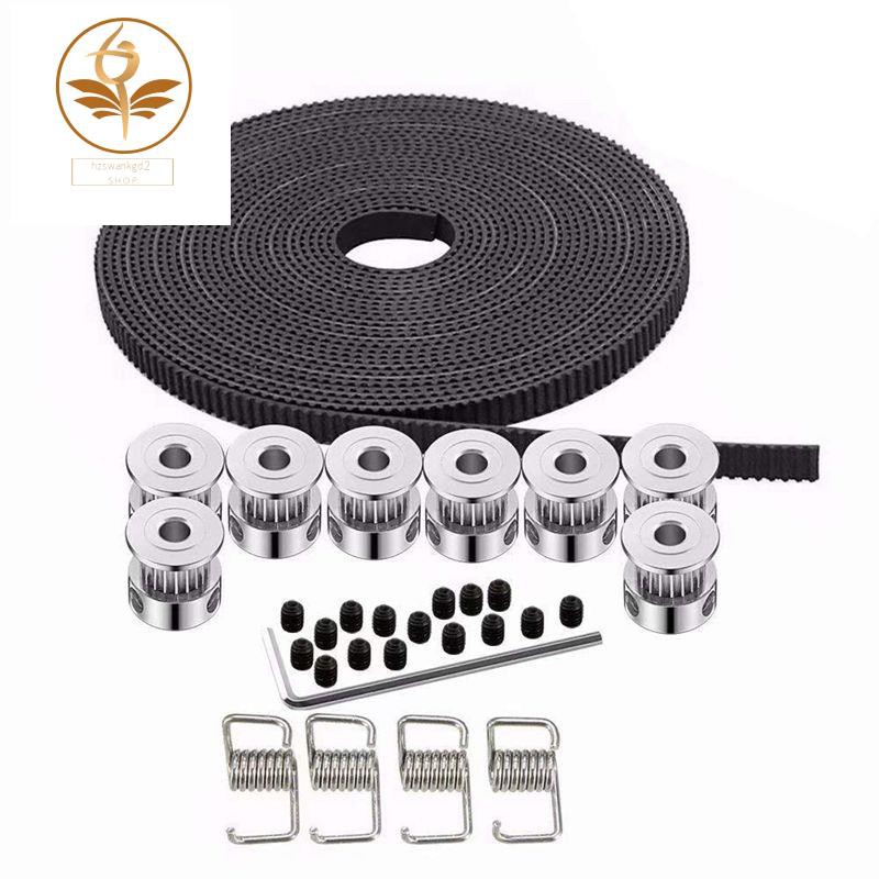 10M Rubber Opening Belt 6mm Width+8pcs GT2 Pulley 20 Teeth Bore 5mm +4pcs Belt Locking Spring for 3D printer | BigBuy360 - bigbuy360.vn