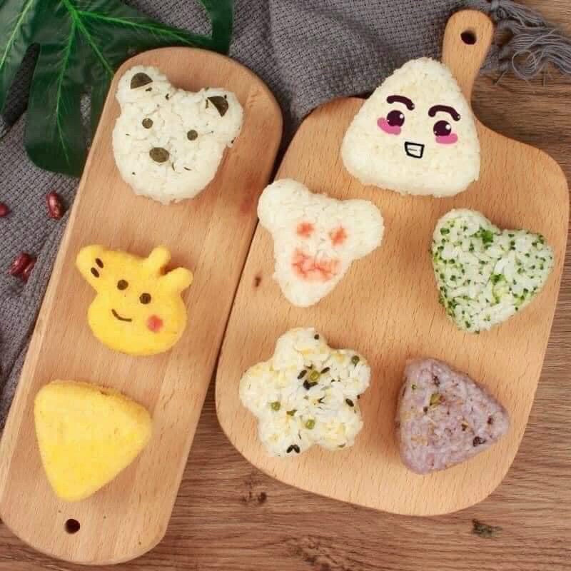 Bộ 7 khuôn ép cơm, tạo hình sushi làm thạch silicon xinh xắn