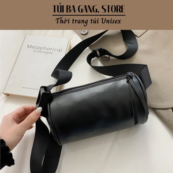 Túi đeo chéo Unisex, Túi nam nữ mini dạng trống chất liệu da phong cách trẻ trung hàn quốc dễ phối đồ