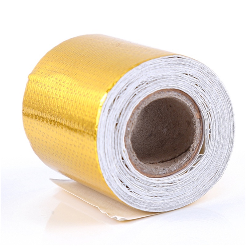 1 Roll Adhesive Reflective Gold High Temperature Heat Shield Wrap Tape Car Fashion Accessories Car Decal