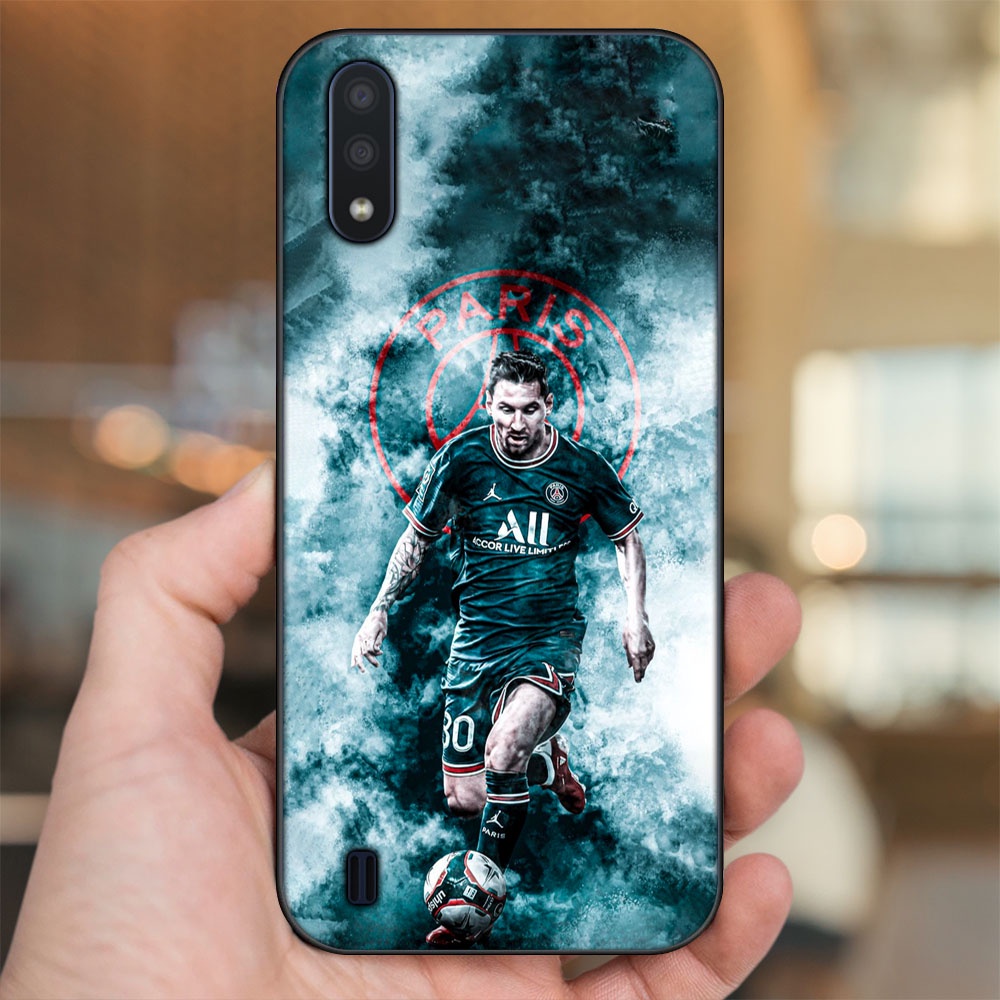 Ốp lưng Samsung A01 viền đen in hình Lionel Messi Barcelona PSG