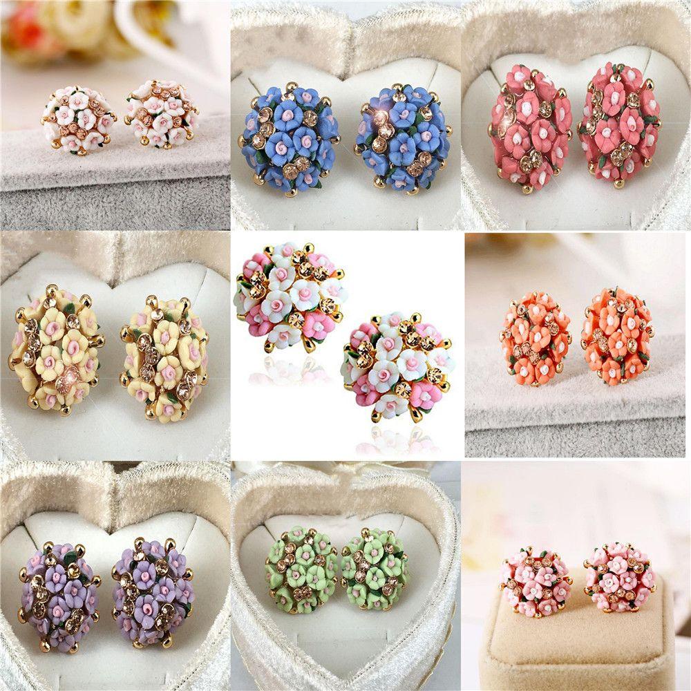 Khuyên Tai Hợp Kim Đính Đá Sứ Chất Lượng Cao