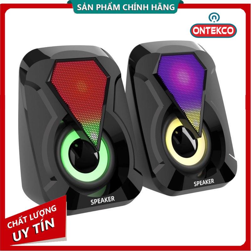 Loa vi tính cắm nguồn USB E-1053 để bàn cao cấp âm thanh siêu hay có đèn led 7 màu nháy theo nhạc Siêu đẹp