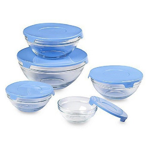 Bộ 5 bát thuỷ tinh đựng thực phẩm có nắp đậy cooking bowl  - Bộ 5 thố thủy tinh cao cấp tiện lợi