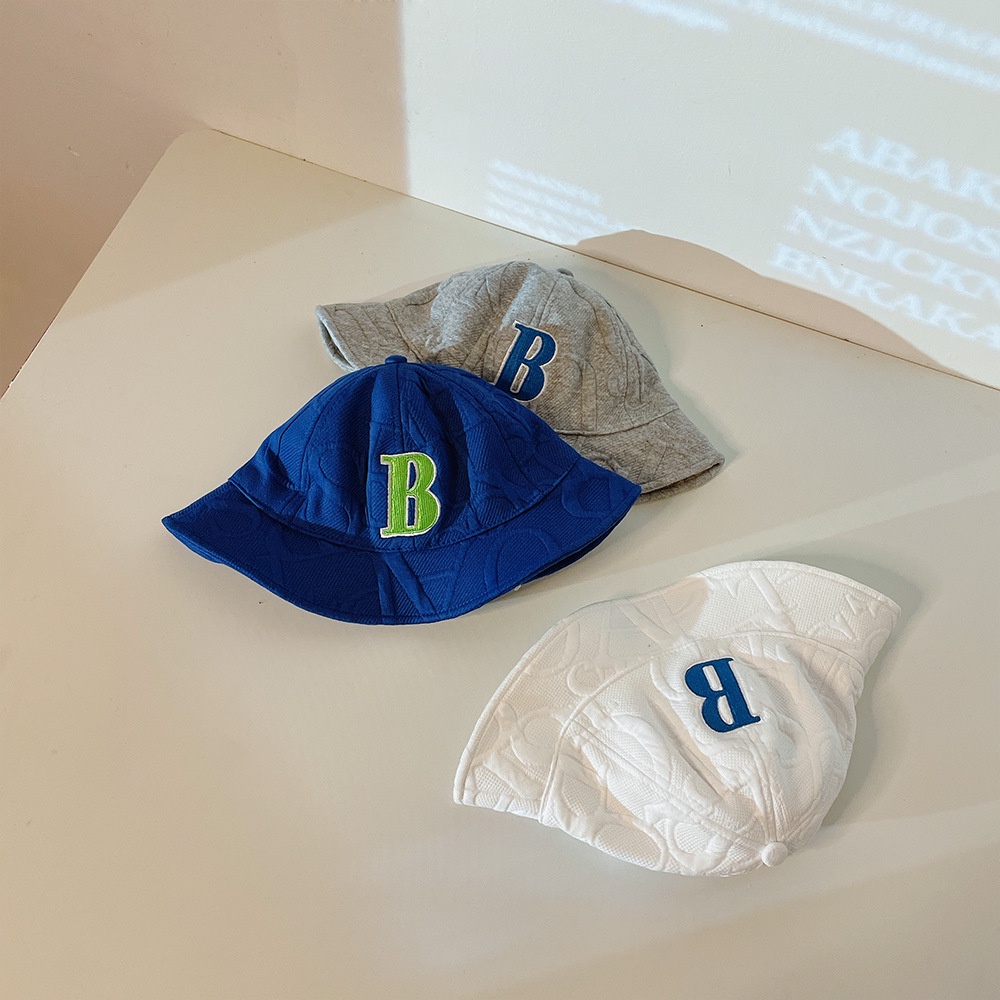 Nón Tai Bèo Màu Trơn Thêu Chữ B Thời Trang Hàn Quốc Xinh Xắn Cho Bé