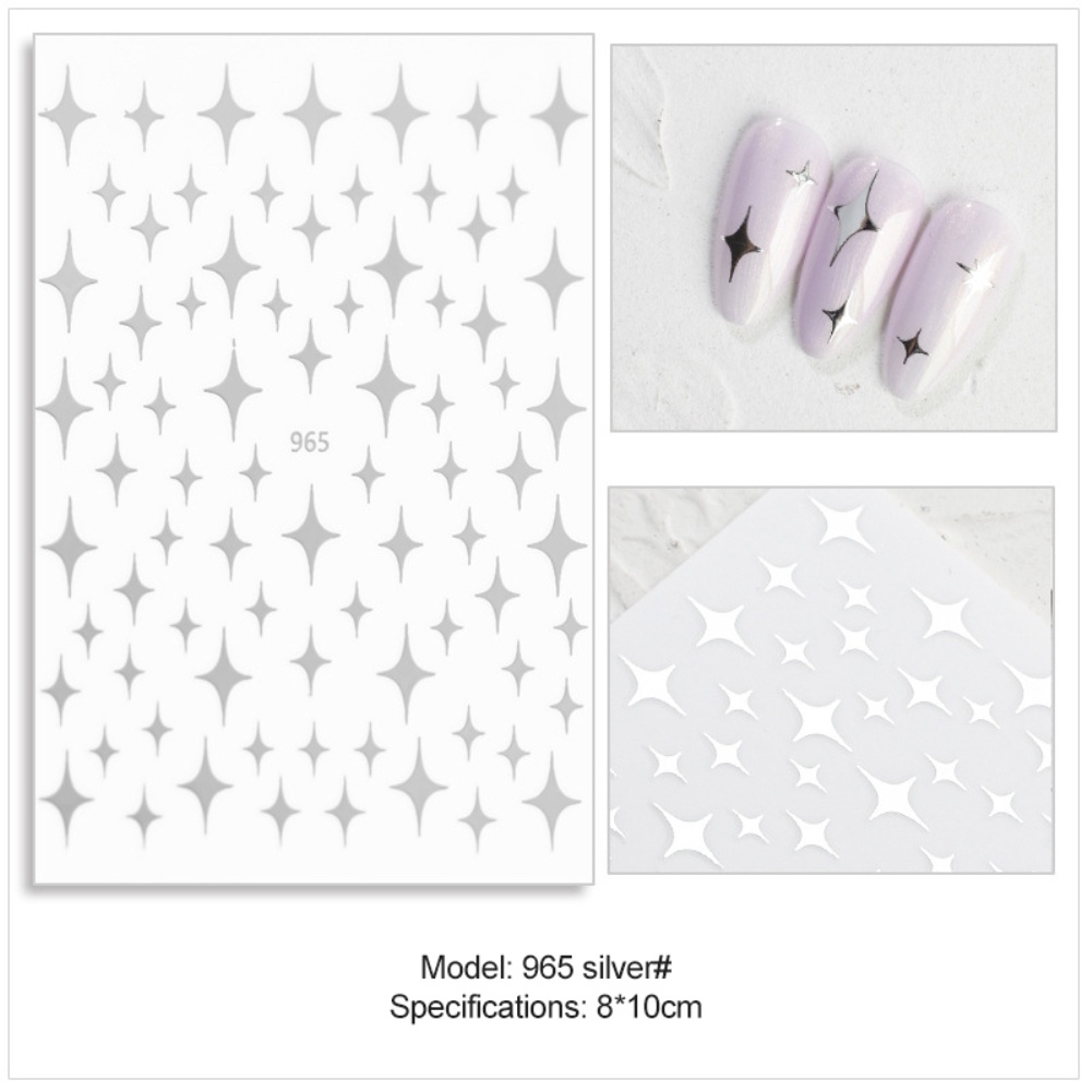 Miếng Dán Trang Trí Móng Tay Hình Ngôi Sao 3D Màu Vàng / Bạc / Đen / Trắng DIY