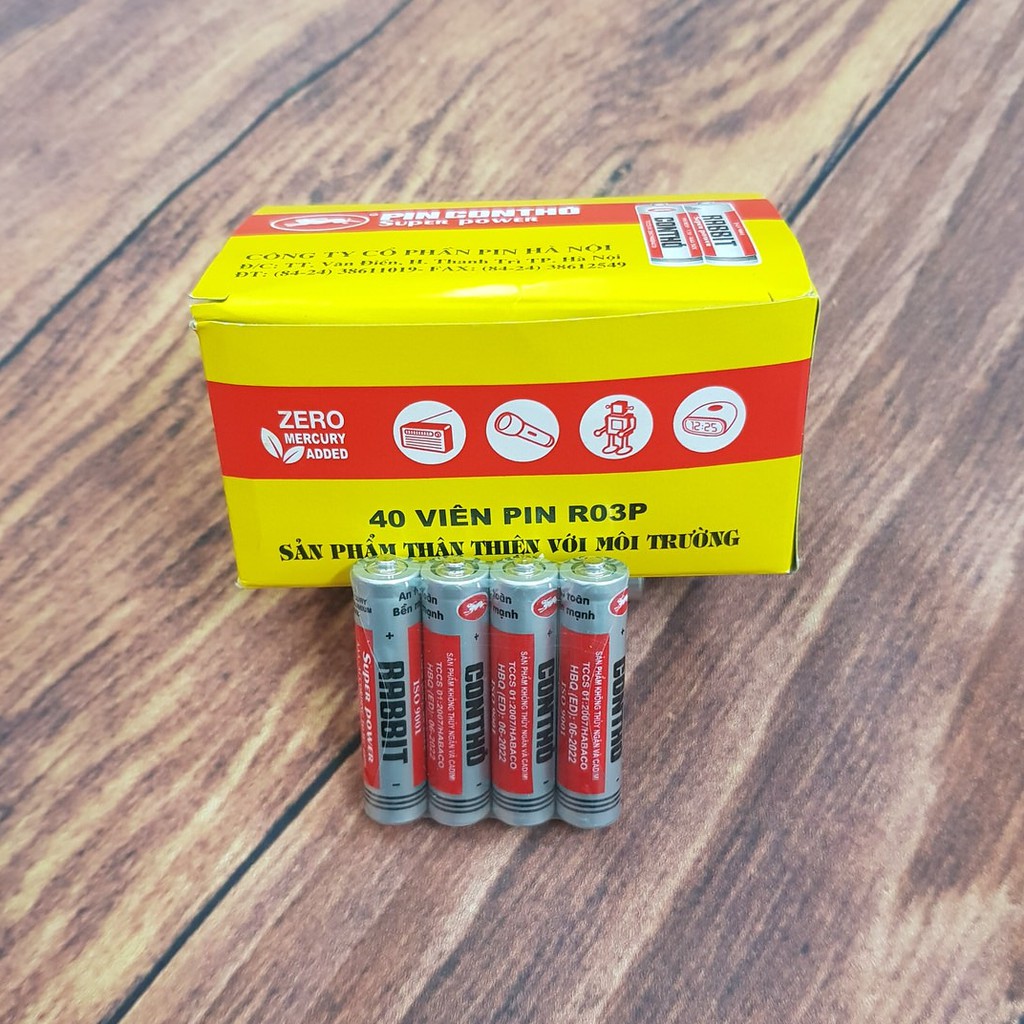 Vỉ 4 viên pin đũa/pin tiểu Con Thỏ AAA lắp điều khiển ti vi, điều hòa, đồ chơi trẻ em, đồng hồ