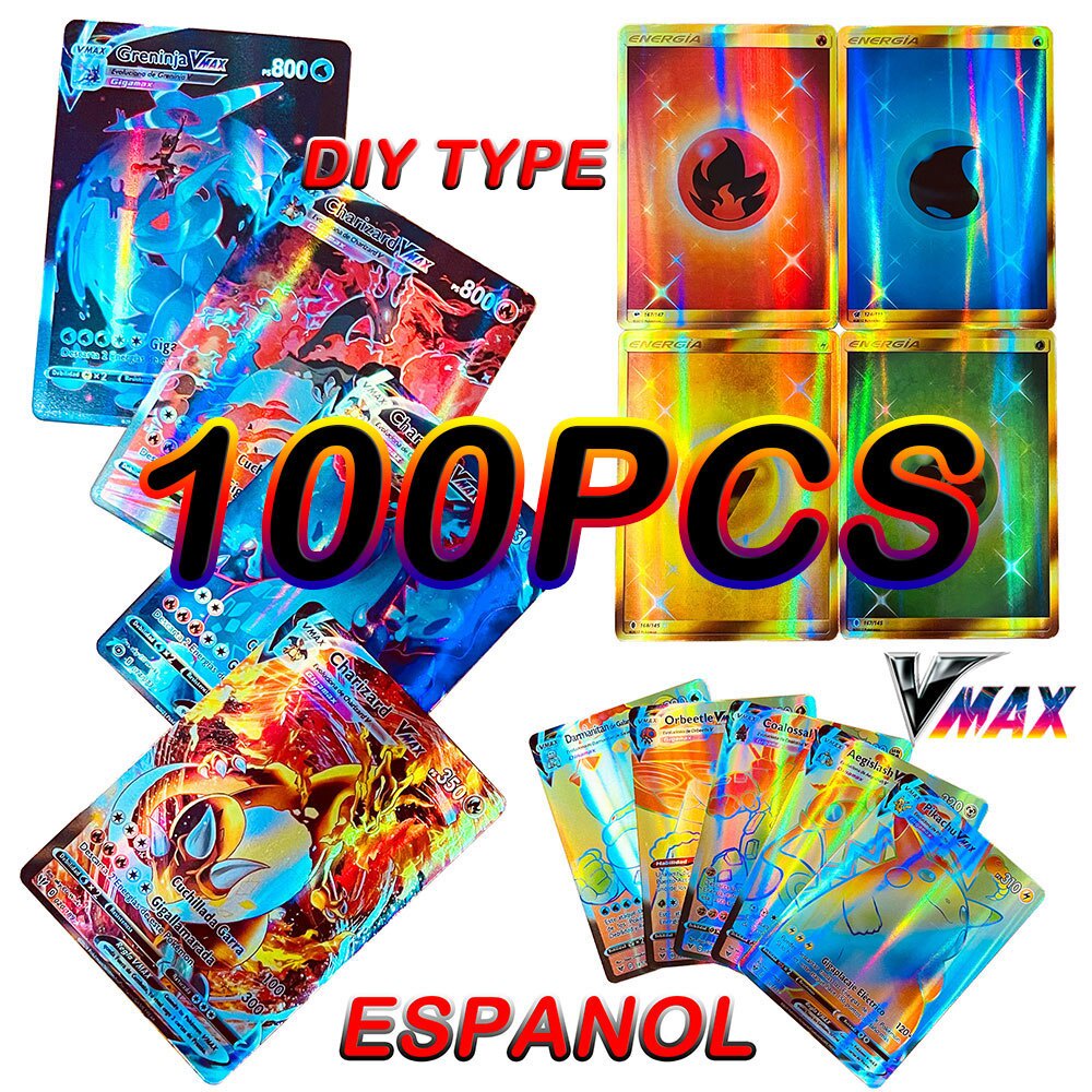 Thẻ Pokemon tiếng Tây Ban Nha Charizard Pikachu Vmax GX MEGA Vstar ESPANOL ánh cầu vồng quà tặng bộ sưu tập cho bé