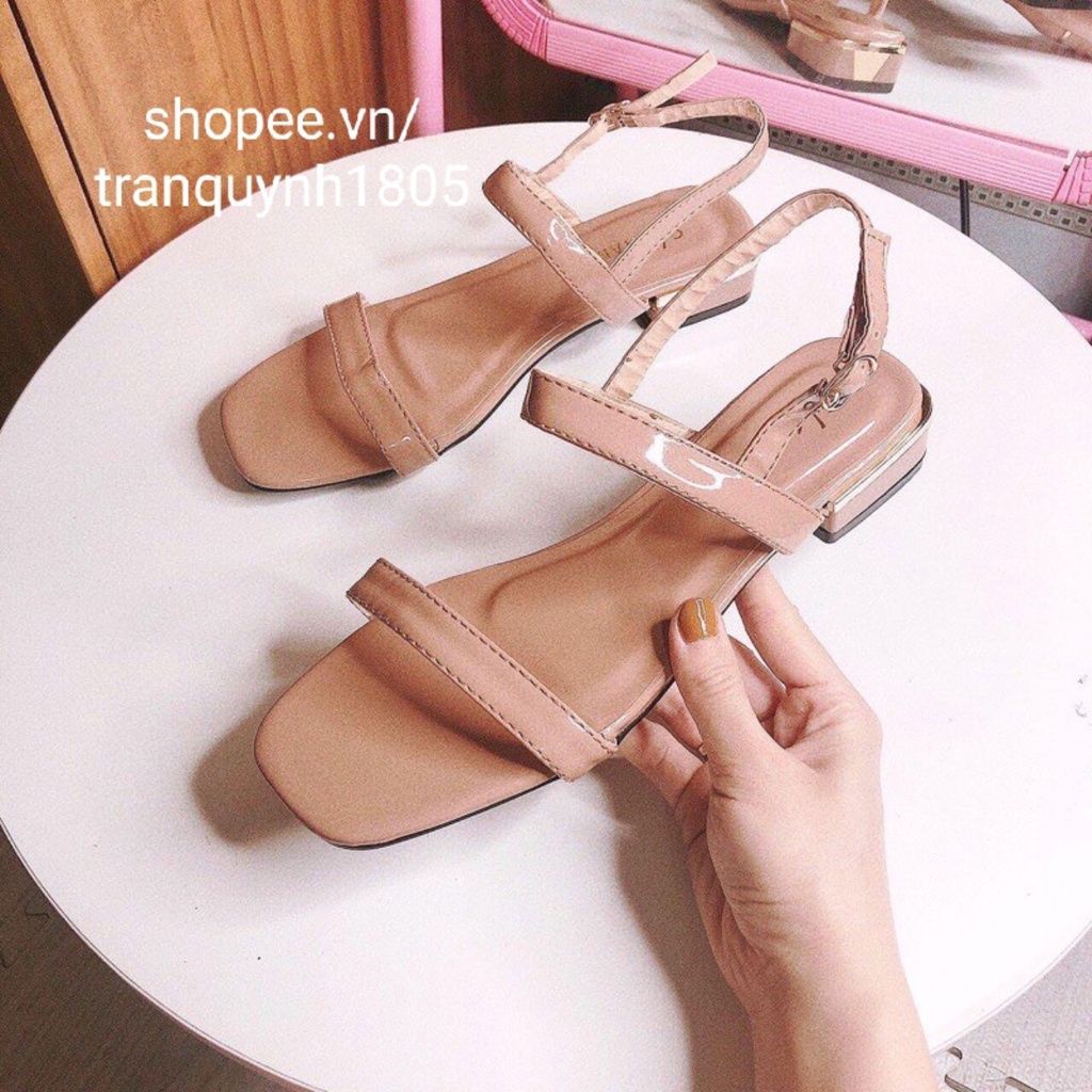 SẴN Sandal nữ đế bệt free ship 2 quai mảnh da bóng cực xinh