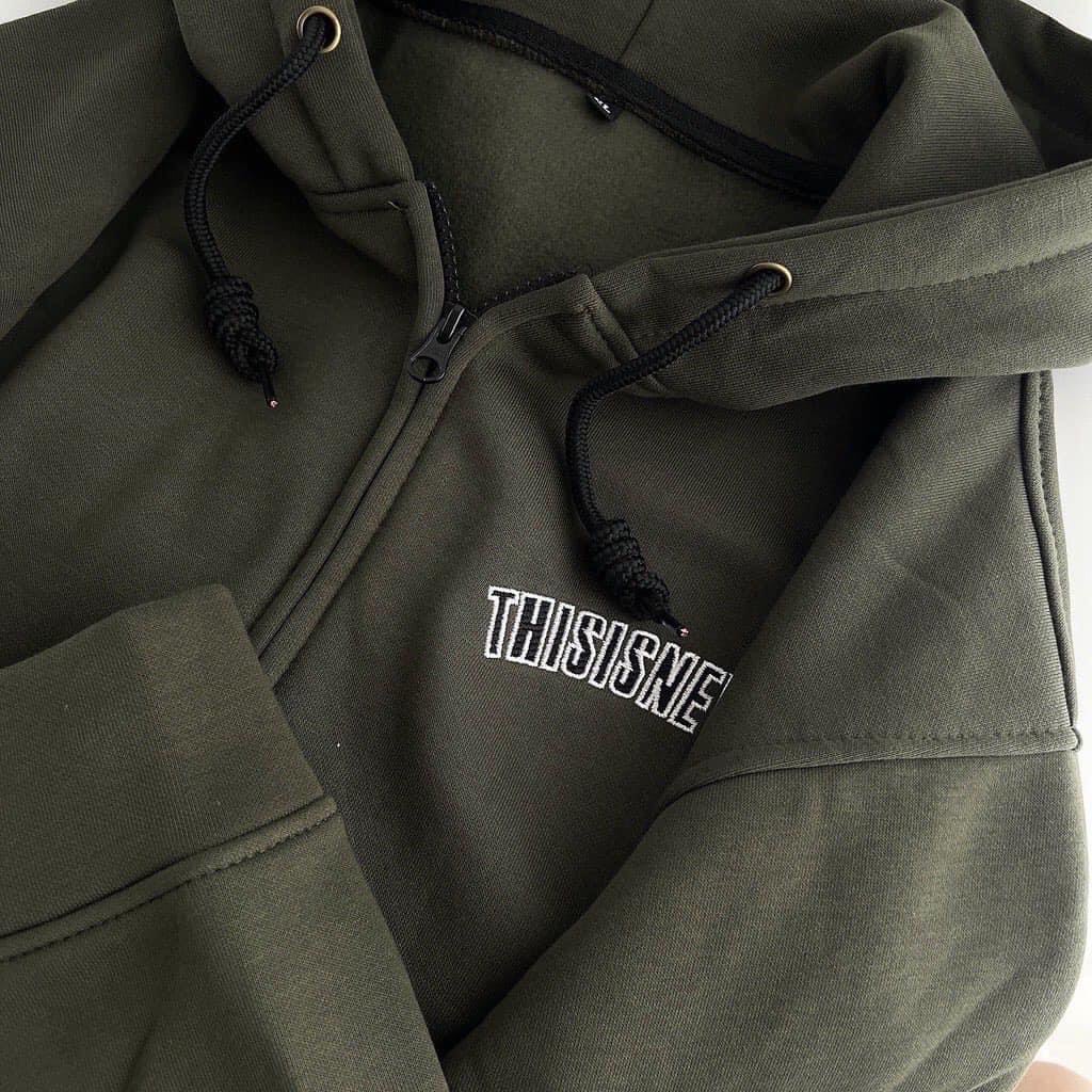 Áo Hoodie Nỉ Bông in THISISNEVERTHAT Khóa ZIP Form Rộng Basic Nam Nữ Unisex Phong Cách Ulzzang NUPAKACHI