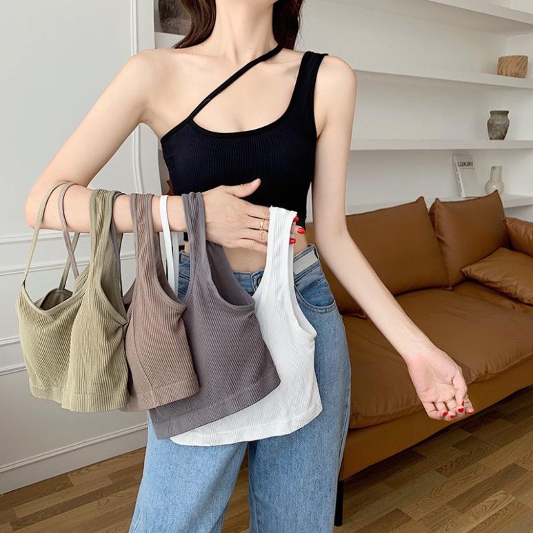 Áo Bra Nữ Dây Vai Chéo Gân Tăm Có Mút Ngực Phong cách Trẻ Trung Hiện Đại 9030.
