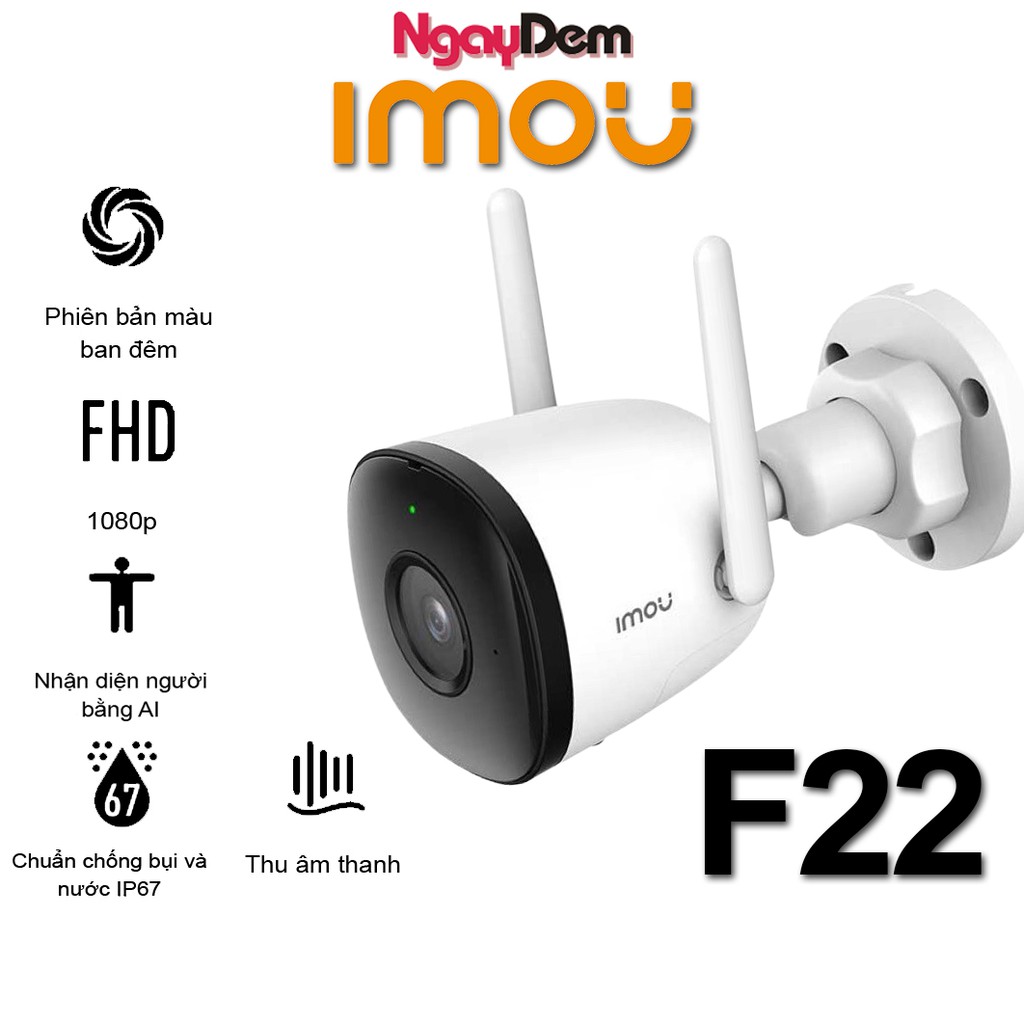 [Mã 267ELSALE hoàn 7% đơn 300K] Camera Ngoài Trời Wi-Fi 2MP IMOU F22FP Màu Ban Đêm - Hàng Chính Hãng Bảo Hành 24 Tháng | BigBuy360 - bigbuy360.vn