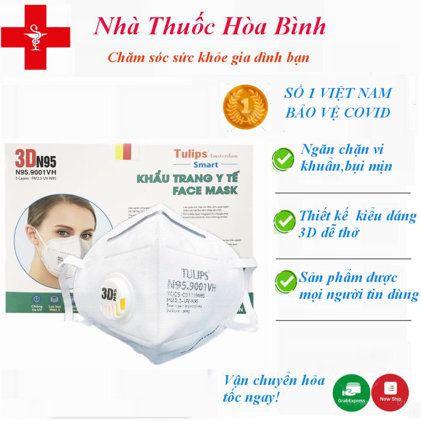 Khẩu Trang 3D-N95.9001VH-Chống bụi bẩn-Có túi bọc