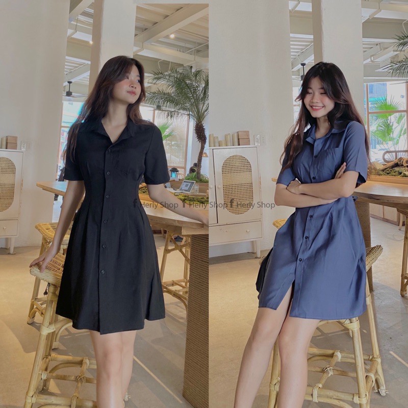 ĐẦM CỔ SƠ MI XẾP LY EO | BigBuy360 - bigbuy360.vn