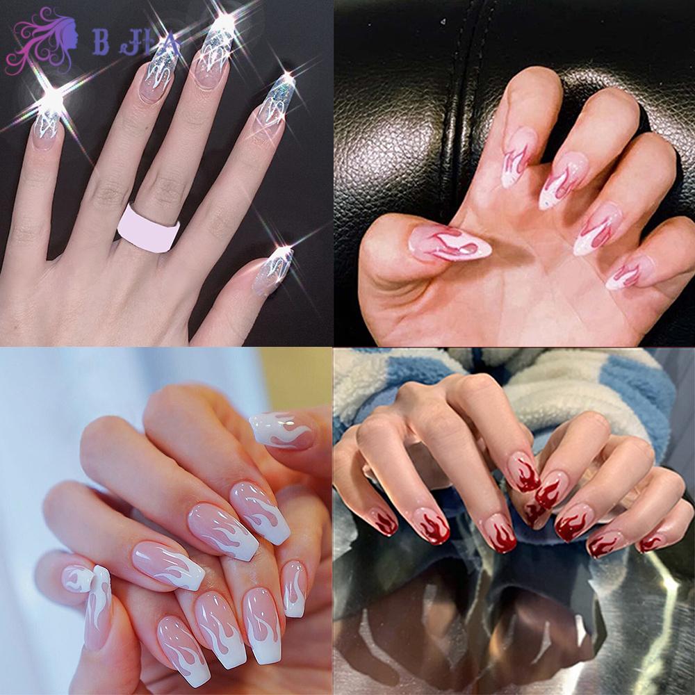 Bộ 24 Móng Tay Giả Đầu Nhọn Bằng Acrylic Dùng Trang Trí Diy
