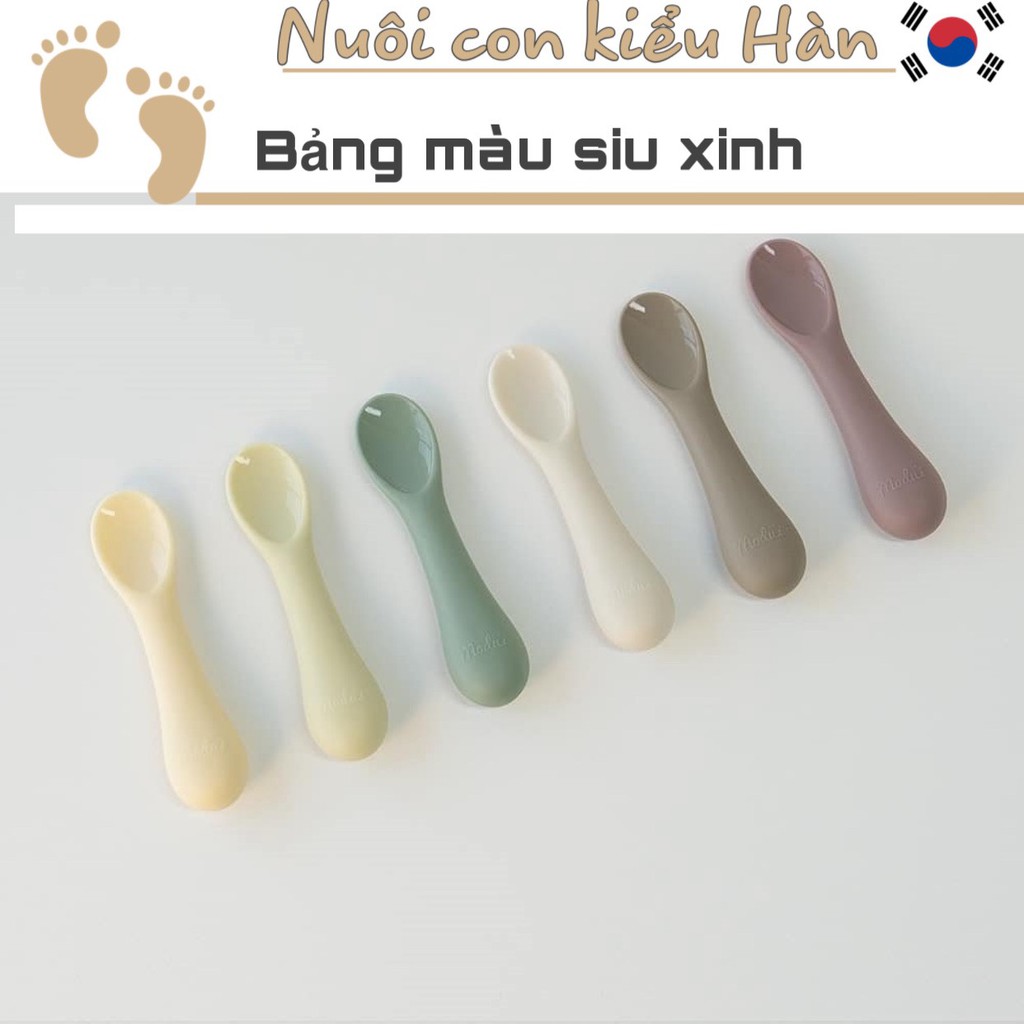 Thìa Ăn Dặm Silicon BABY SPOON BLUEMAMA MODUI Nội địa Hàn Bảo Vệ Sức Khỏe Cho Bé Yêu