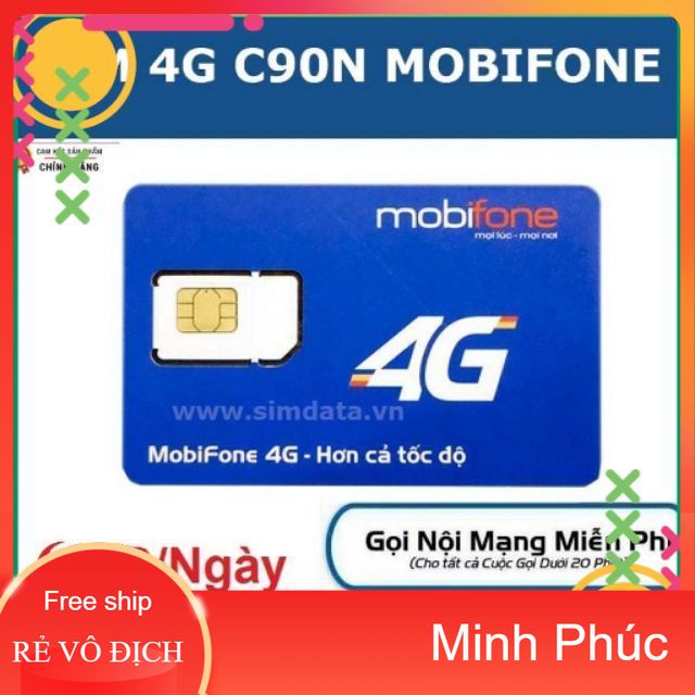 SIM 4G MOBI C90N 120 GB/THÁNG + 1000 phút gọi nội mạng + 50 phút liên mạng
