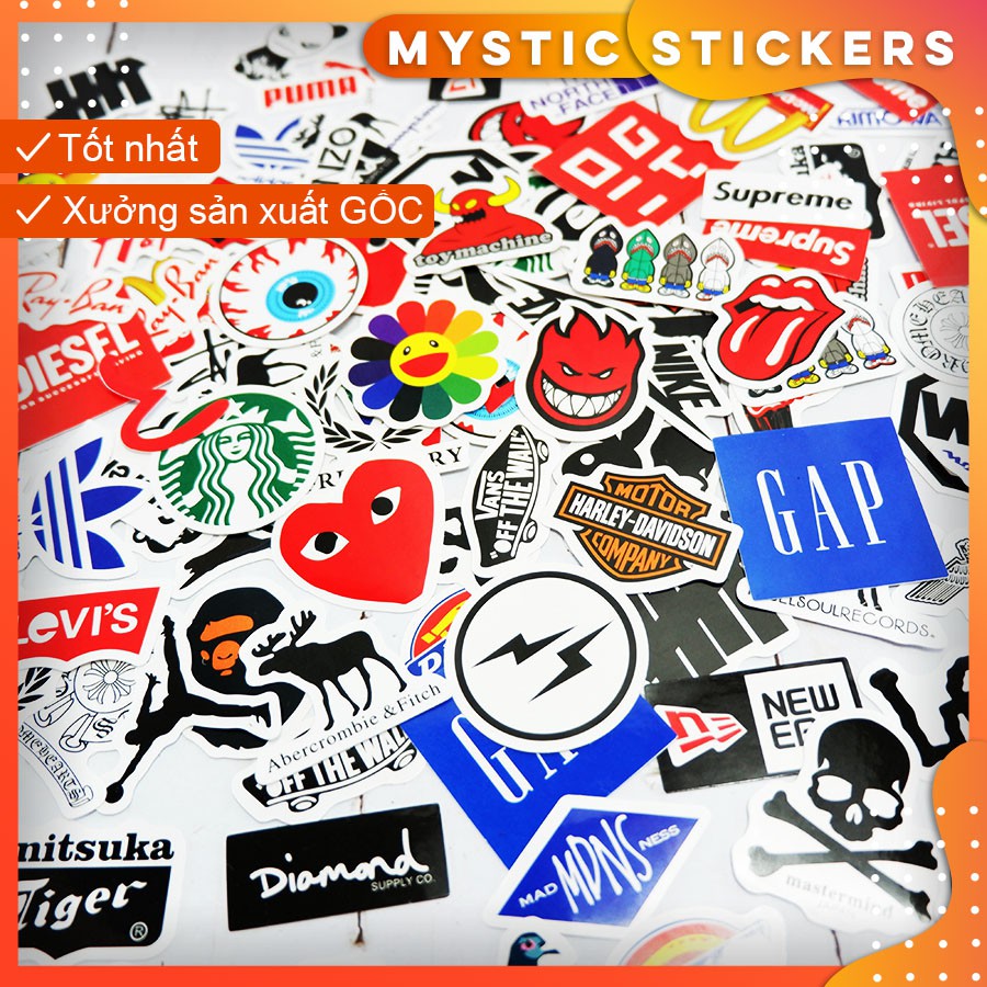 LOGO[RẺ VÔ ĐỊCH] 57 STICKER CHỐNG NƯỚC SIZE 4CM