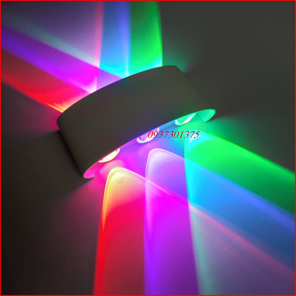 Đèn Tường LED Hắt Sáng Hai Đầu, ánh sáng màu,sáng vàng,công xuất 6W Vỏ Nhôm Đúc_Hàng Chống IP65 Nước_Bảo Hành 2 Năm