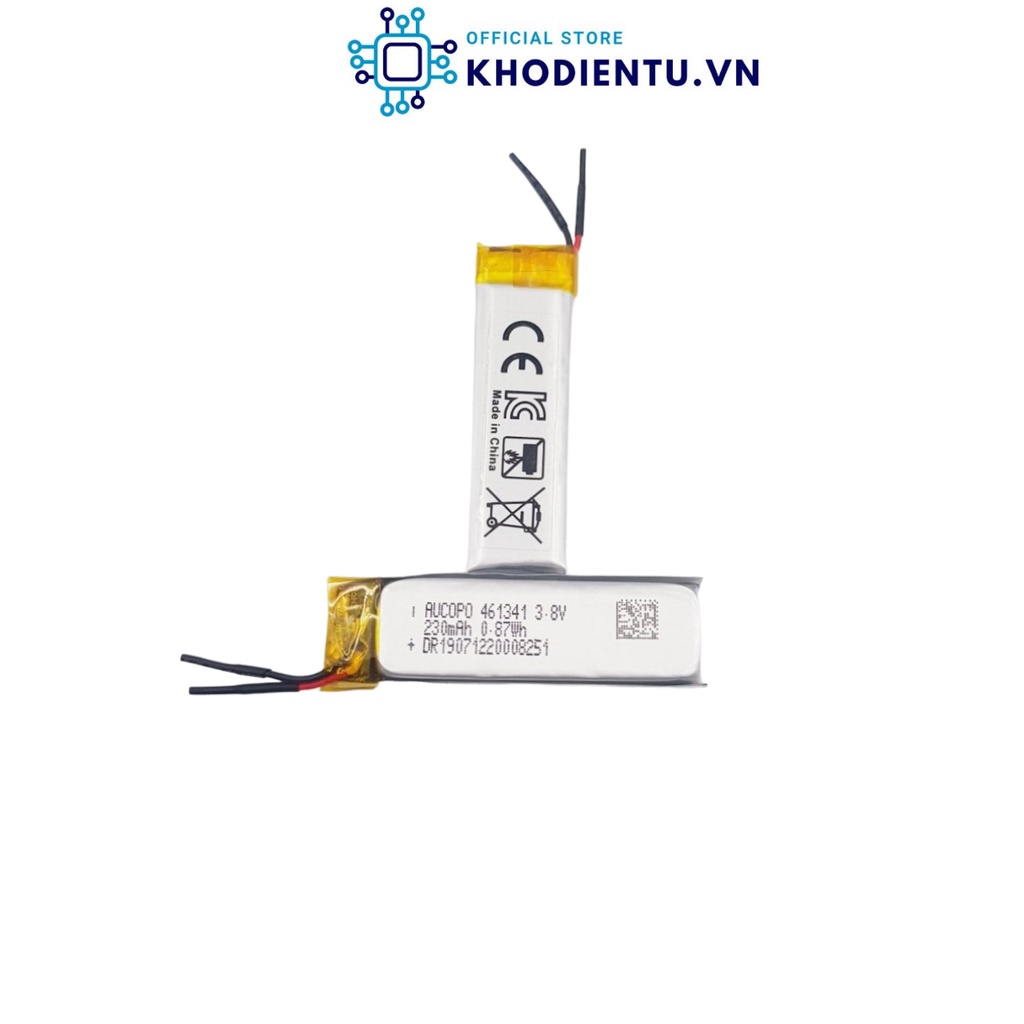 Pin LiPo 3.8v 230mAh Dài 41x Rộng 13x Dầy 4.6MM Hãng AUCOPO 461341 Xuất Hàn chế pin headphone led - KhoDienTu