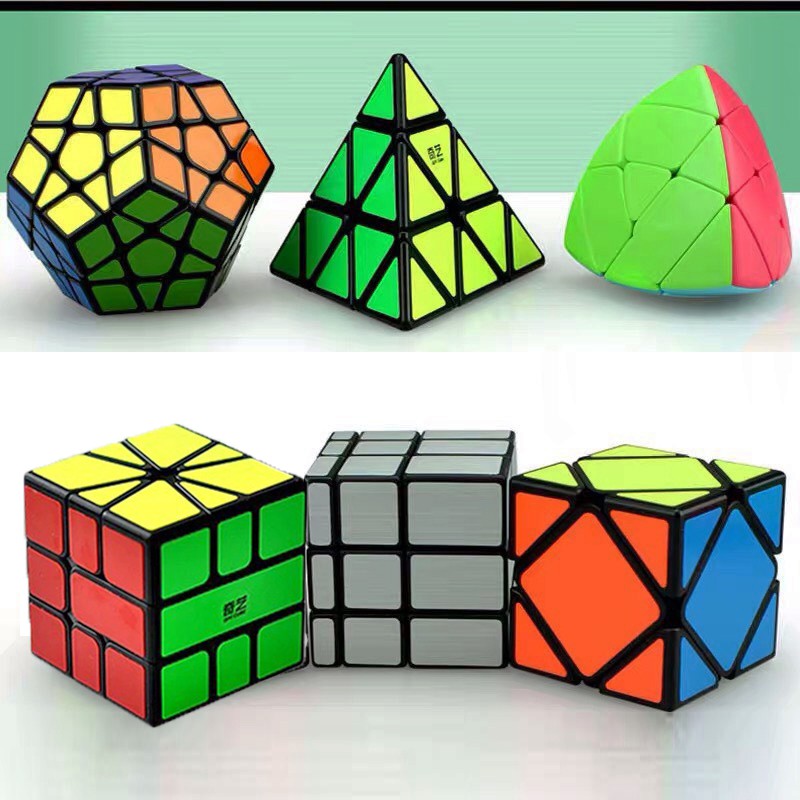 Combo 6 Rubik Mastermorphix, Megamix, Pyraminx, Mirror, Skewb, Square-1 - Trọn Bộ 6 Rubik Viền Đen Cao Cấp