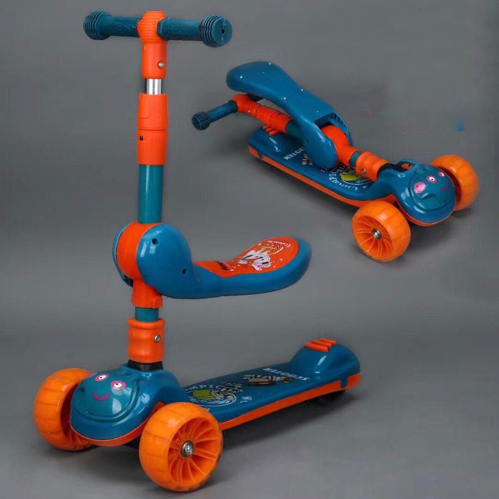 Xe trượt Scoter 3 bánh đa năng có đèn led phát sáng, có nhạc và ghế ngồi cho trẻ em - Tải Trọng 70kg