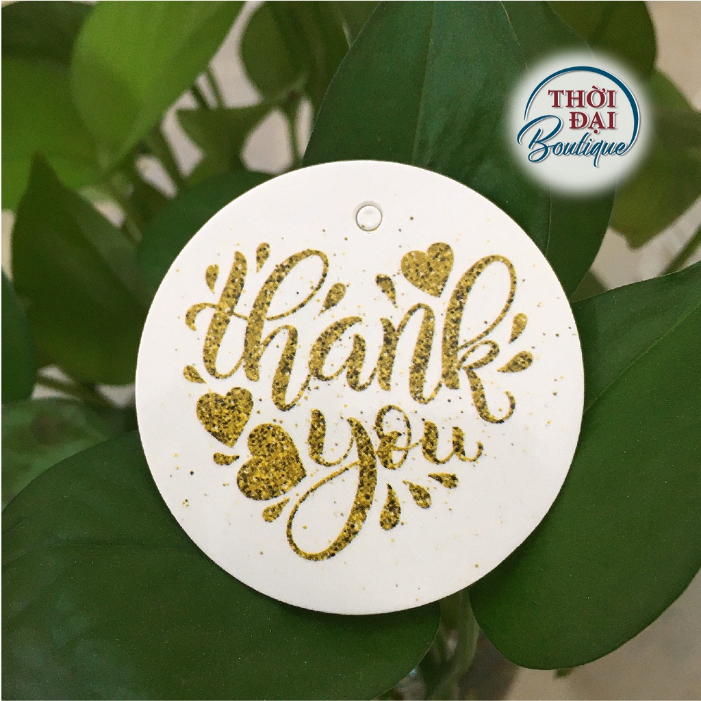 100 Tag / Thẻ Treo "Thank You" Tròn In Hình Kim Tuyến Lấp Lánh Blink Blink - 3 Mẫu