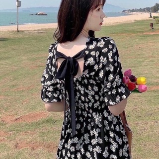 Đầm hoa lụa maxi nơ lưng Hàng y hình