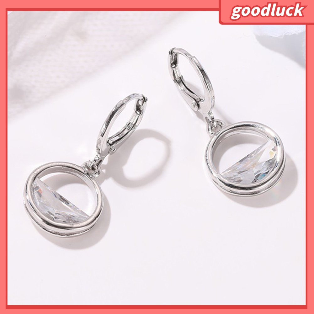 Set Dây Chuyền + Đôi Khuyên Tai Mặt Tròn Đính Đá Thời Trang Cho Nữ